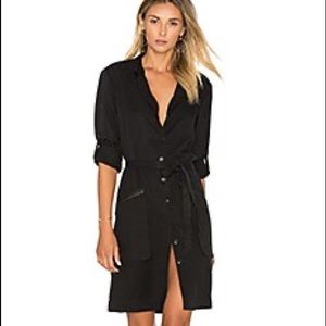 ATM Tencel Belted Button Front Shirt Dress with Front zipper Pockets